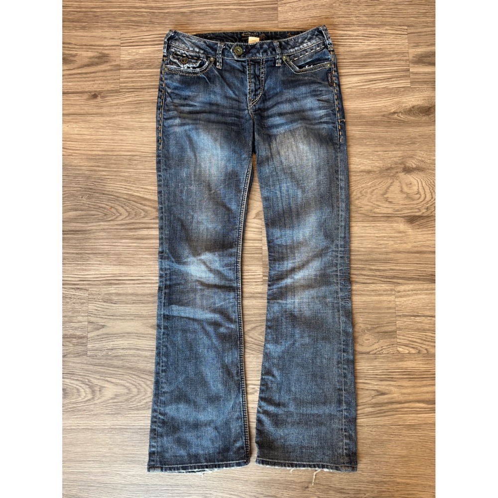 Silver Jeans Co Surplus W28 L33 Blue Bootcut Low Rise Contrast Stitch Denim